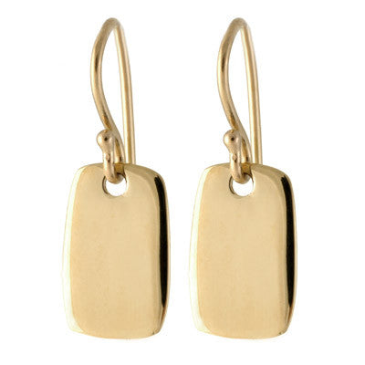 small gold tab drop earrings