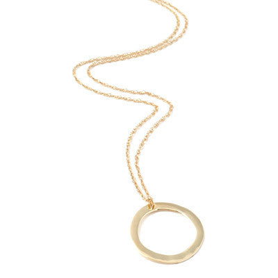 yellow gold large open circle necklace