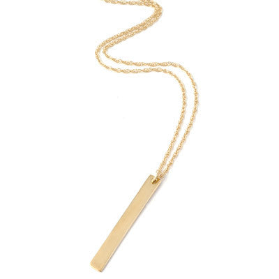yellow gold long vertical bar necklace