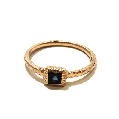 textured yellow gold sapphire ring