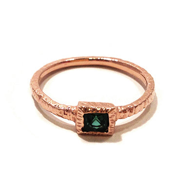 textured rose gold and tourmaline ring